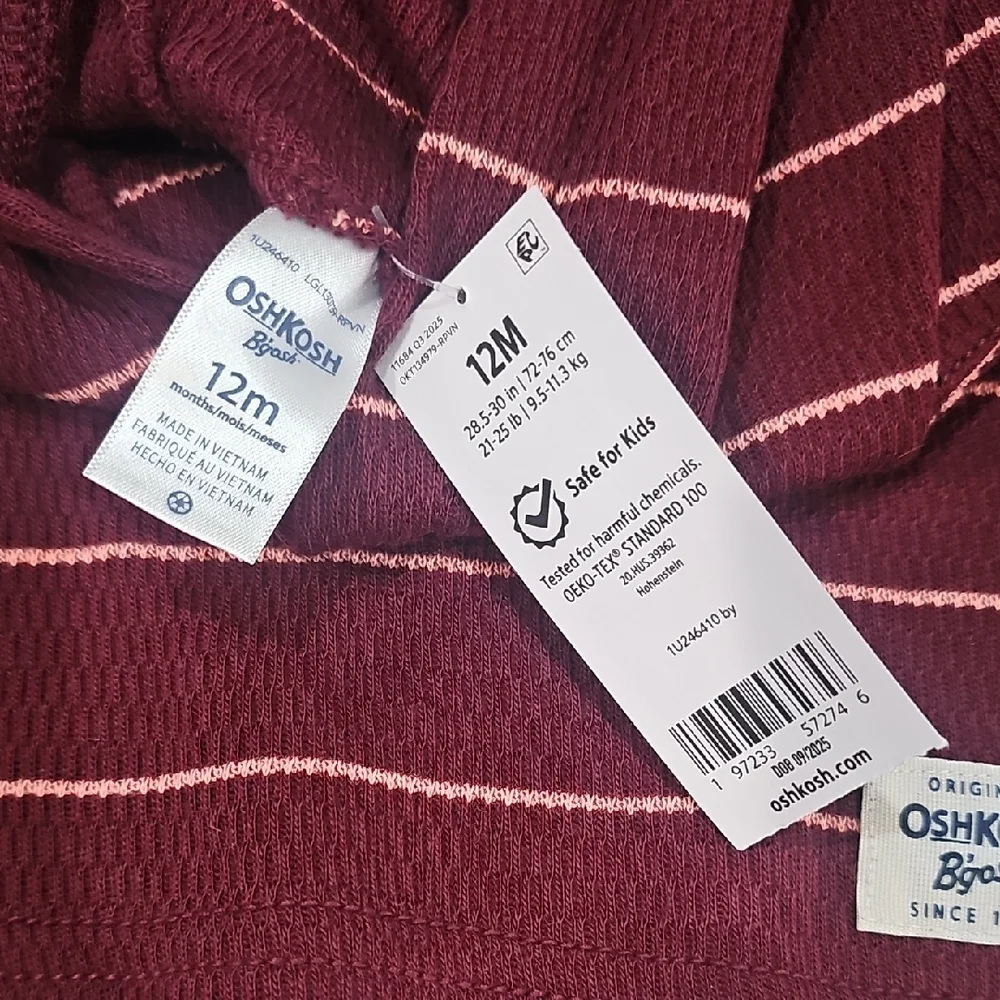 OshKosh B'gosh Maroon Striped Hoodie